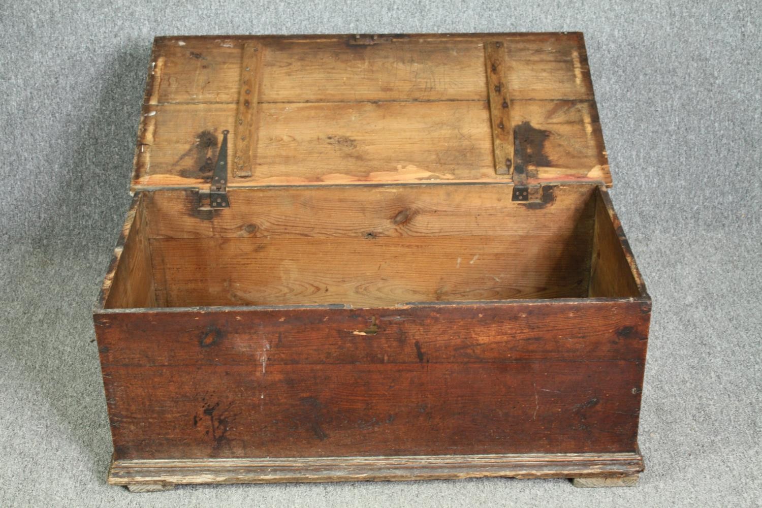 A 19th century pine trunk. H.39 W.92 D.46cm. - Image 4 of 7