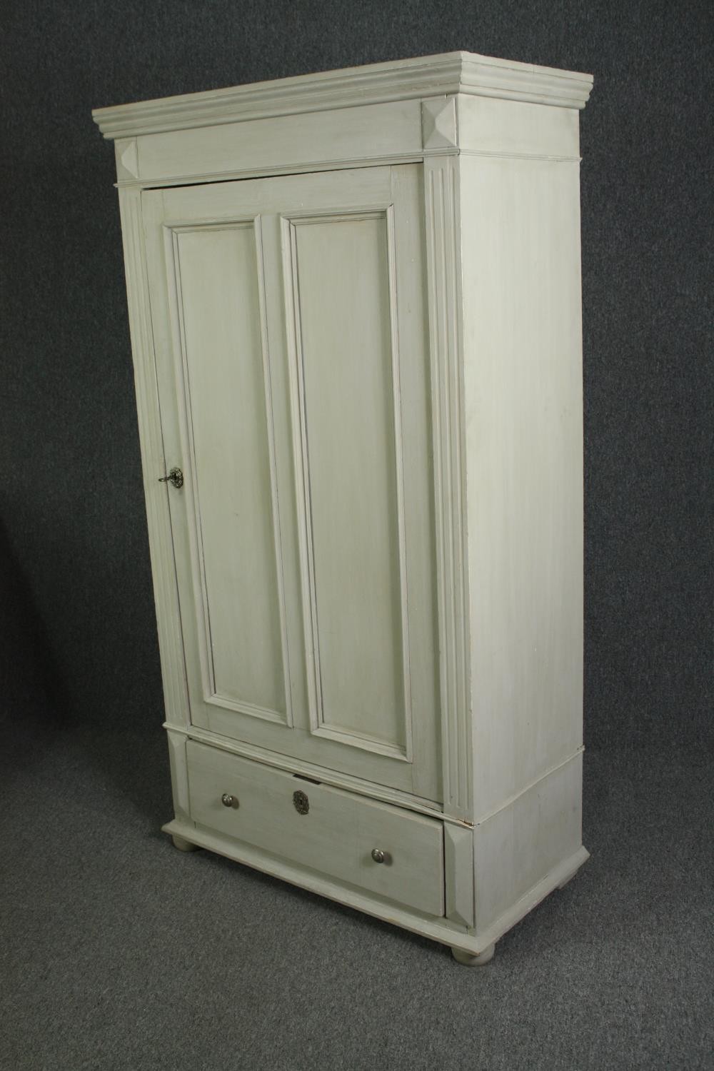 Hall cupboard, 19th century painted Continental. H.182 W.92 D.50cm. (Small repair needed as seen - Image 3 of 7