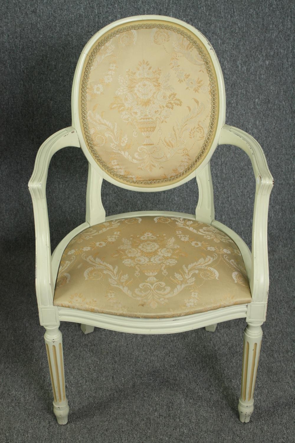 Armchair, a pair, Louis XVI style painted. H.96cm. (each) - Image 2 of 7