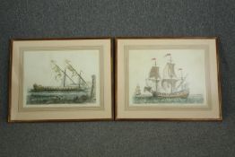 A pair of 19th century French hand coloured engravings. H.66 W.81cm. (each).