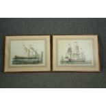 A pair of 19th century French hand coloured engravings. H.66 W.81cm. (each).