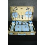 Picnic set, vintage Brexton, cased fully fitted and complete. H.15 W.53. D.38cm.