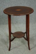 Occasional table, Edwardian mahogany with central satinwood conch shell inlay. H.71 D.53cm.