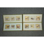 A set of twelve watercolour studies of waterfowl, set in four frames. H.27 W.63cm. (each) One