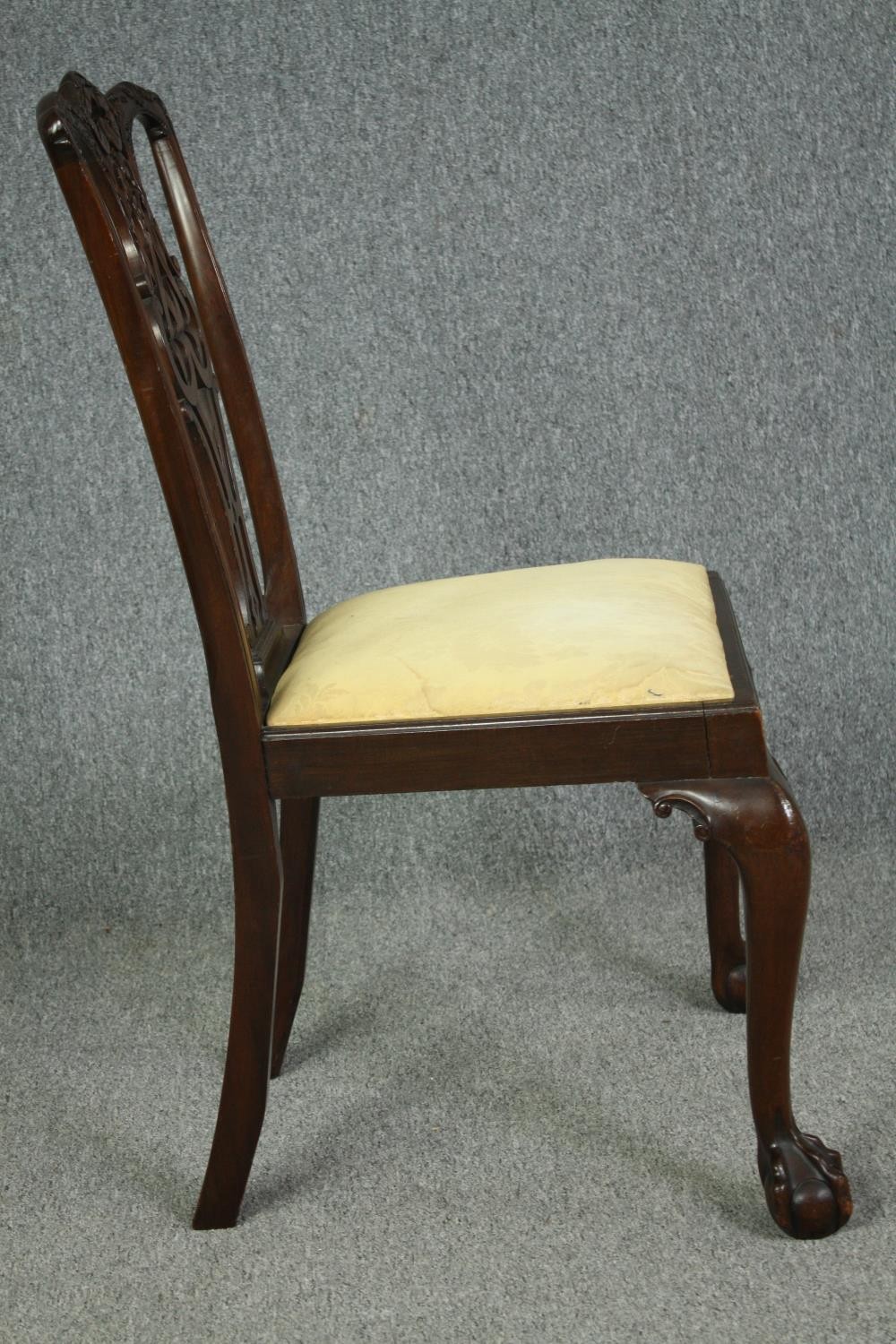 Dining chairs, a set of four early 20th century mahogany Chippendale style. - Image 4 of 10