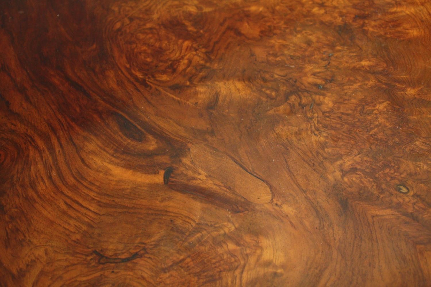 A Victorian walnut low table with base drawer and a late Regency rosewood footstool. H.26 W.63 D. - Image 7 of 10