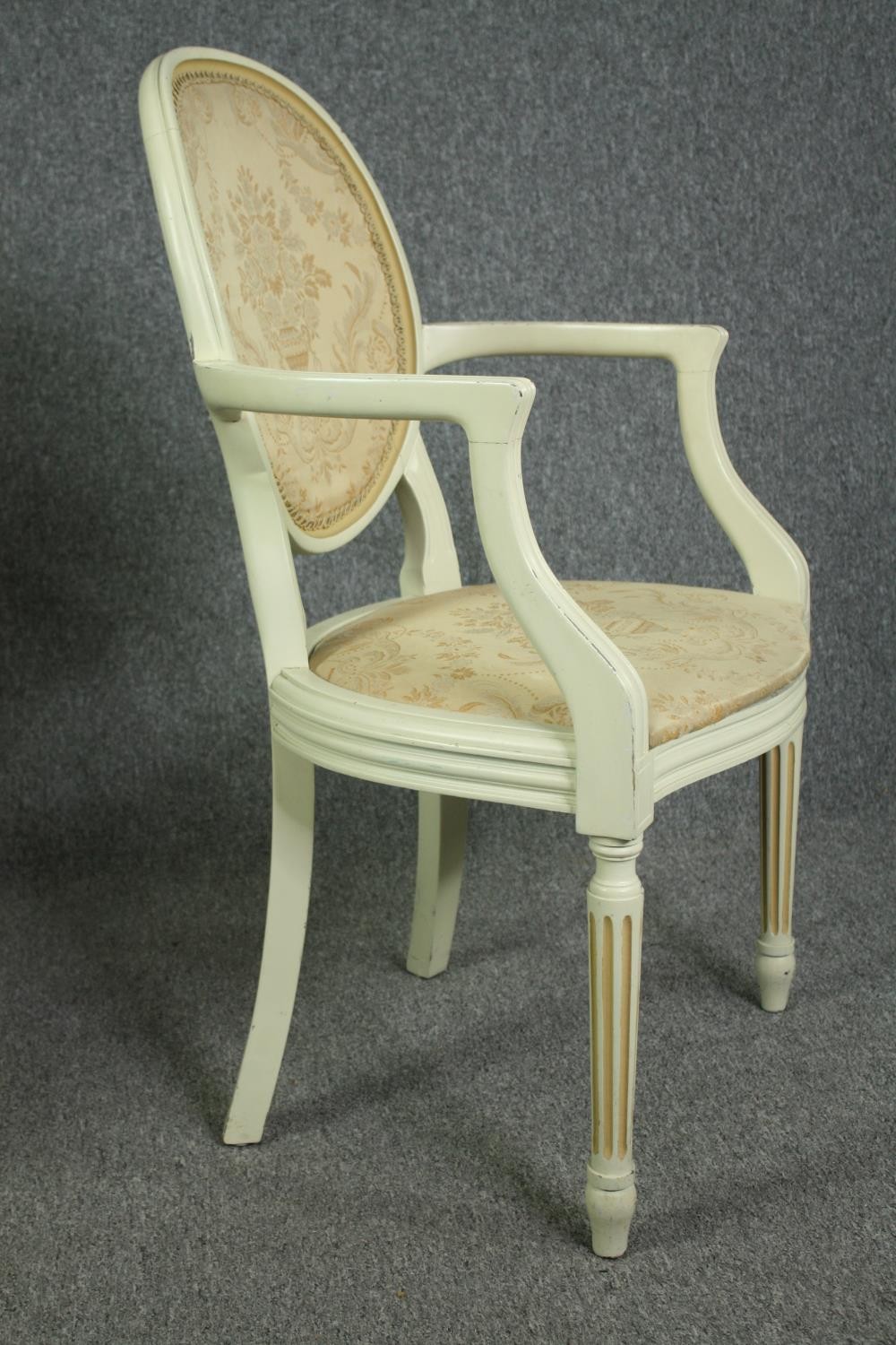 Armchair, a pair, Louis XVI style painted. H.96cm. (each) - Image 3 of 7