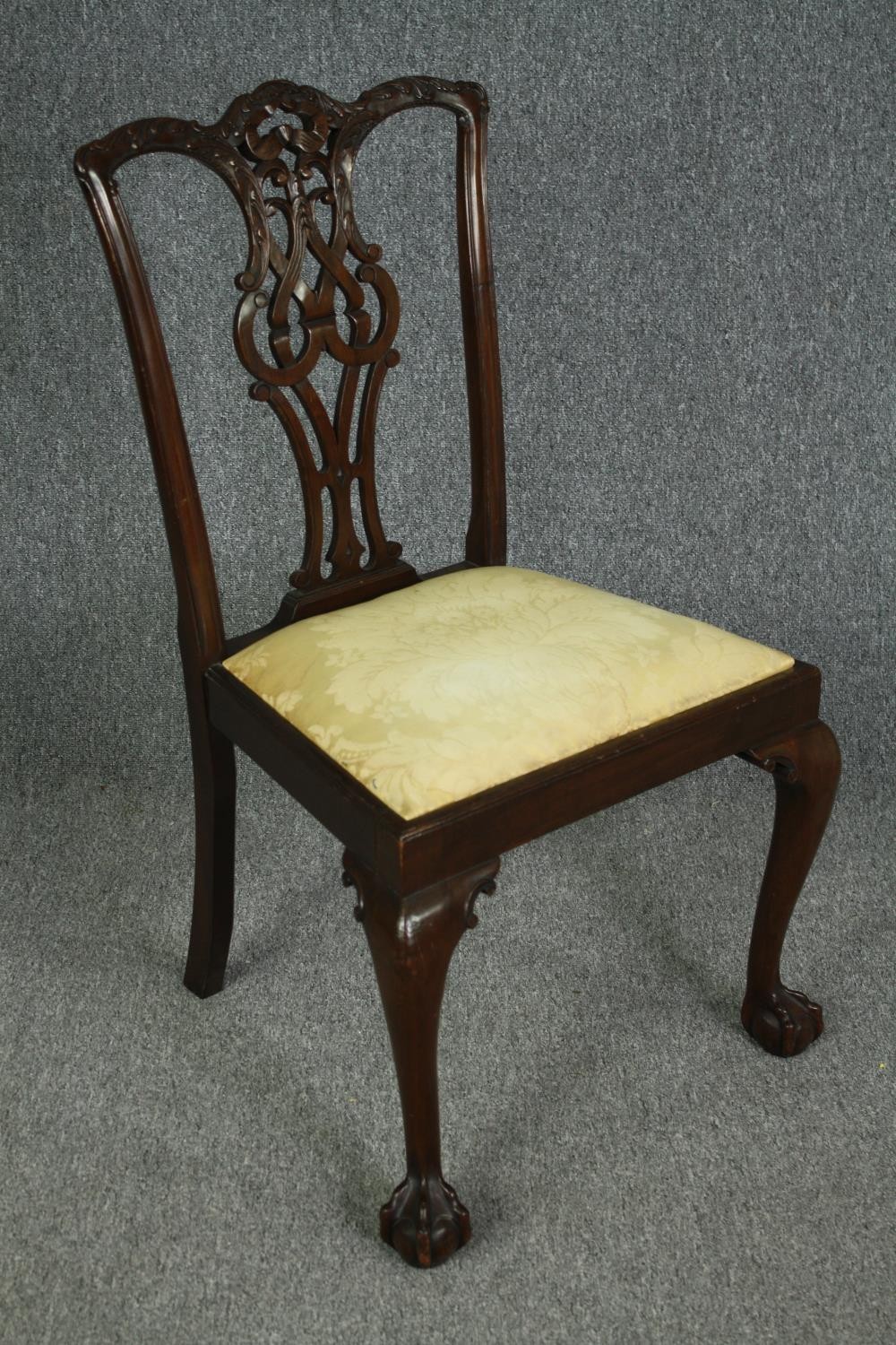 Dining chairs, a set of four early 20th century mahogany Chippendale style. - Image 3 of 10