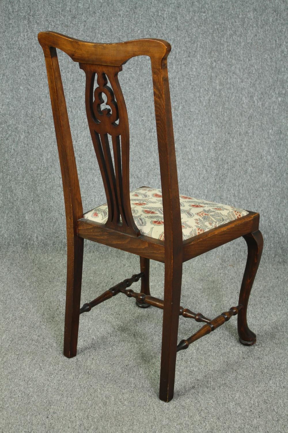 Dining chairs, a pair, C.1900 beech framed. H.99cm. (each) - Image 5 of 8