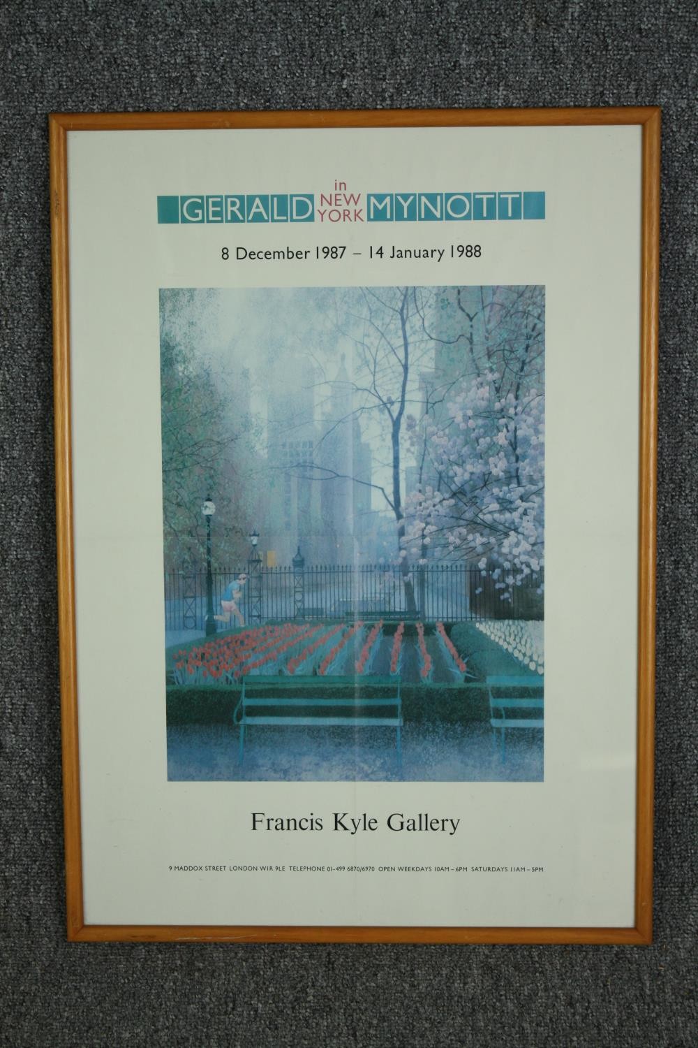 A framed and glazed Francis Kyle gallery poster for the Gerald Mynott in New York exhibition. H.62 - Image 2 of 3