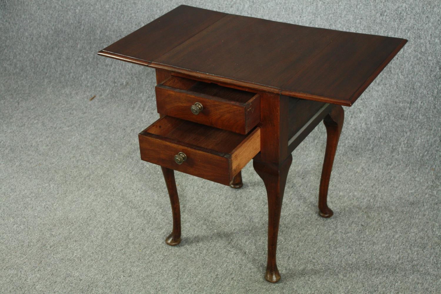 Work table, 19th century Georgian style mahogany. H.65 W.76 (ext) D.45cm. - Image 6 of 7