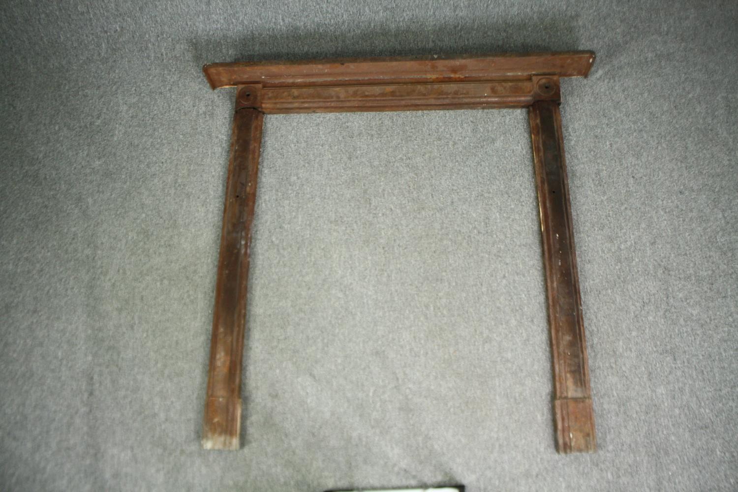 Fire surround, Georgian cast iron in three sections. H.124 W.130 D.15cm.