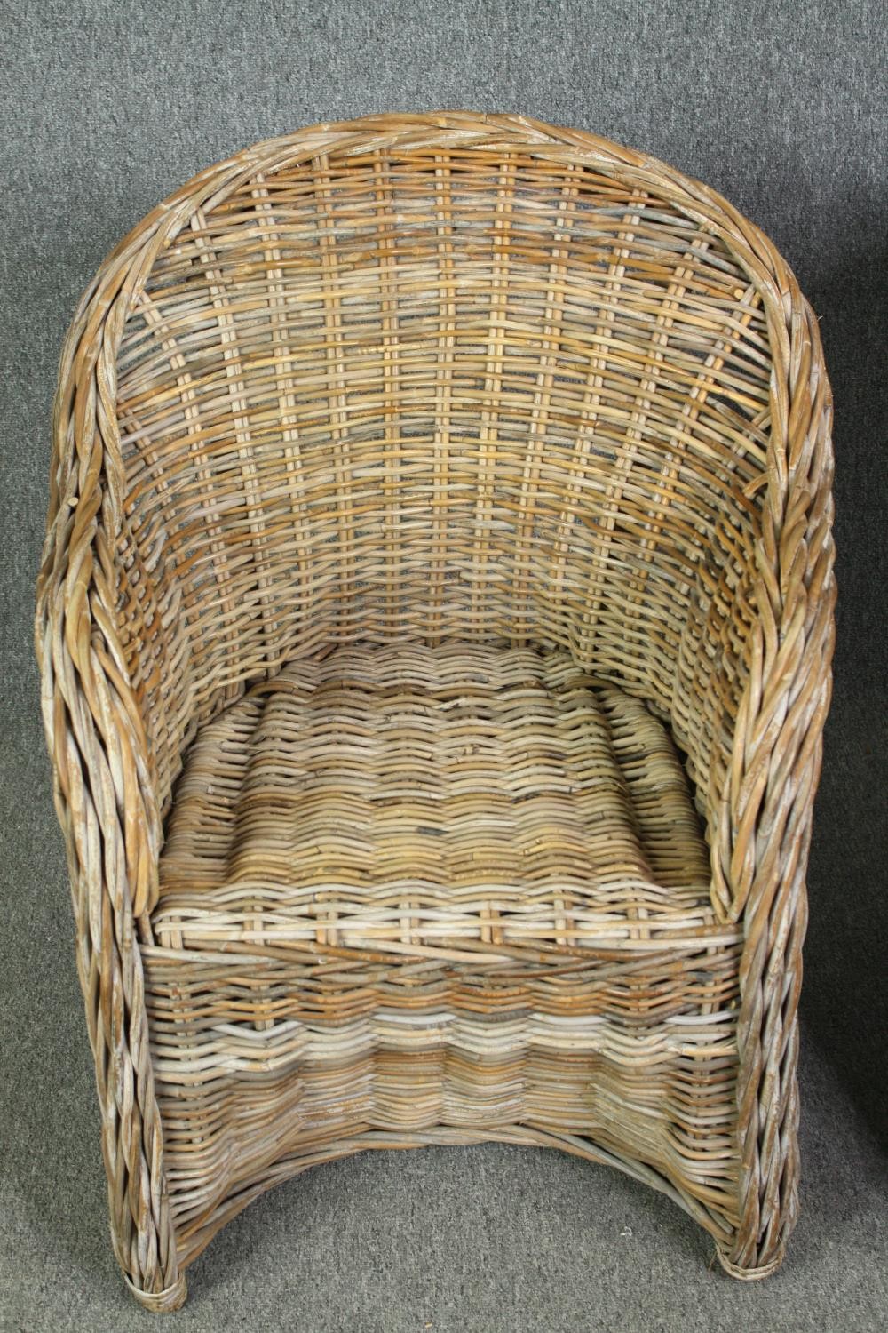 Two wicker conservatory tub chairs. H.89cm. (largest). - Image 3 of 10