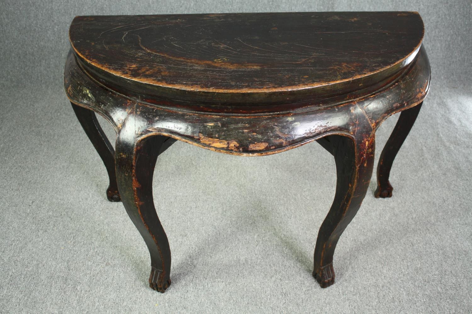 A substantial Chinese lacquered hardwood console table, possibly 19th century. H.84 W.120 D.59cm. - Image 2 of 12