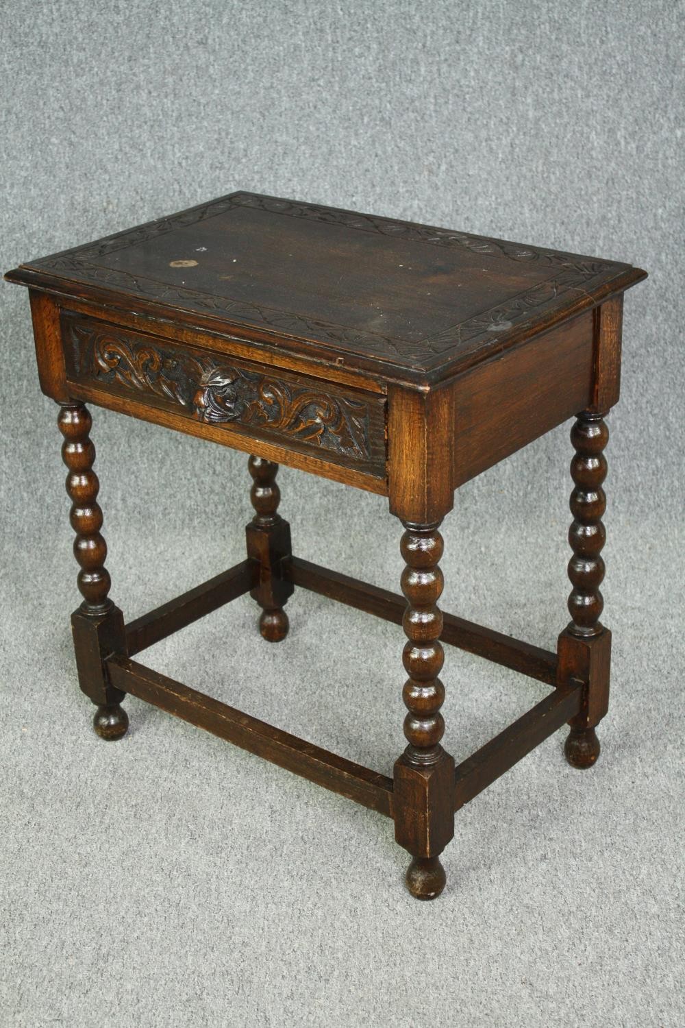 Side table, 19th century oak in the William and Mary style. H.74 W.69 D.45cm. - Image 4 of 8