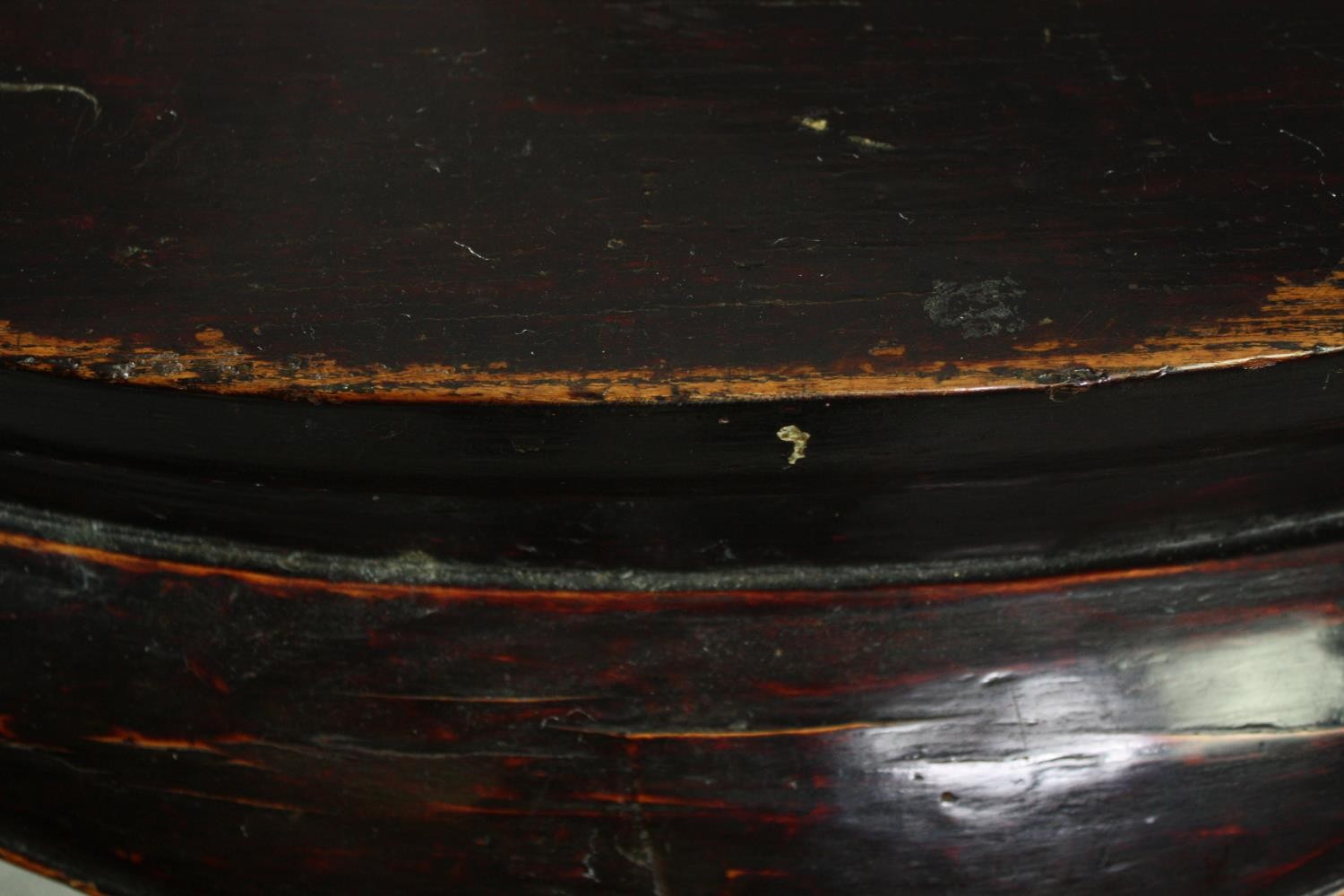 A substantial Chinese lacquered hardwood console table, possibly 19th century. H.84 W.120 D.59cm. - Image 10 of 13