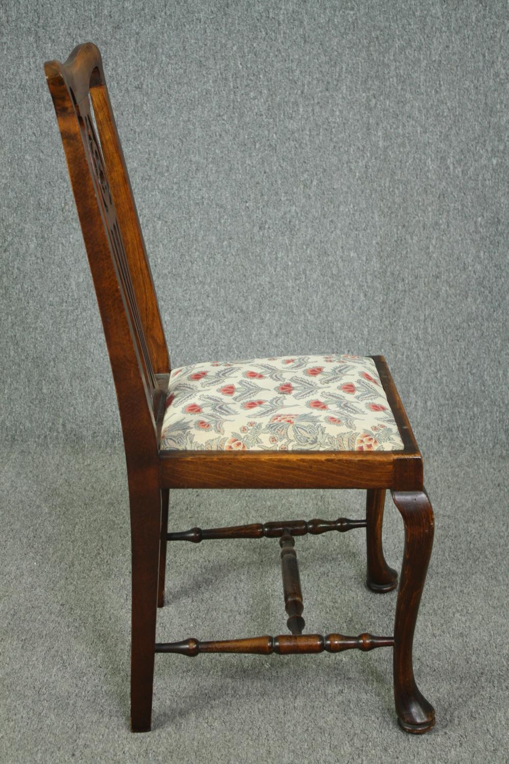 Dining chairs, a pair, C.1900 beech framed. H.99cm. (each) - Image 4 of 8