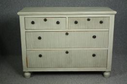 Chest of drawers, early 19th century painted French Provincial. H.92 W.121 D.52cm.