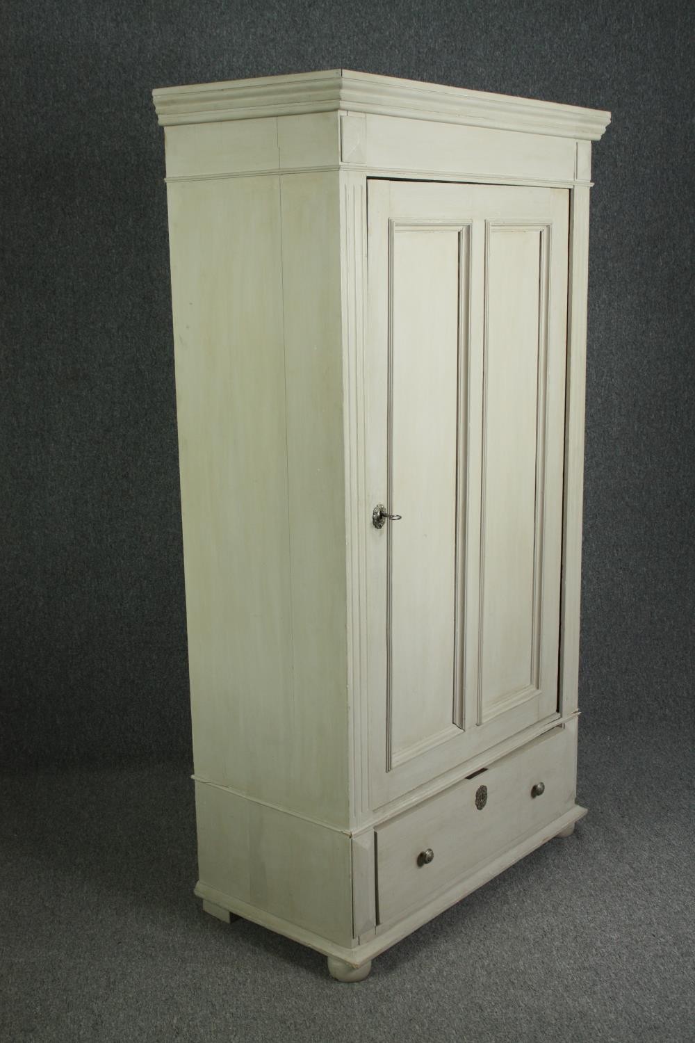 Hall cupboard, 19th century painted Continental. H.182 W.92 D.50cm. (Small repair needed as seen - Image 2 of 7