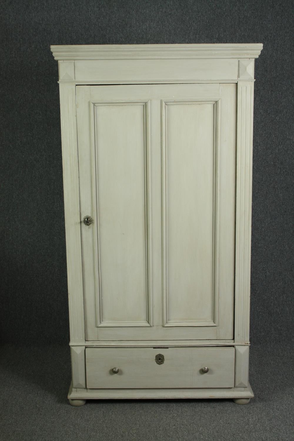 Hall cupboard, 19th century painted Continental. H.182 W.92 D.50cm. (Small repair needed as seen
