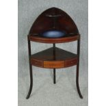 Corner washstand, Georgian mahogany. (Along with a wash bowl). H.107 W.60 D.43cm.