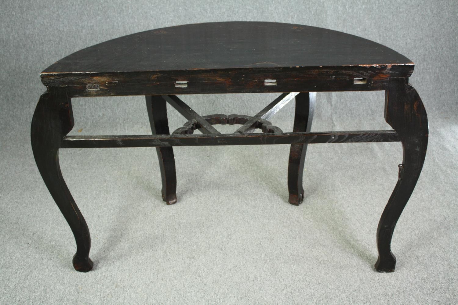 A substantial Chinese lacquered hardwood console table, possibly 19th century. H.84 W.120 D.59cm. - Image 12 of 13