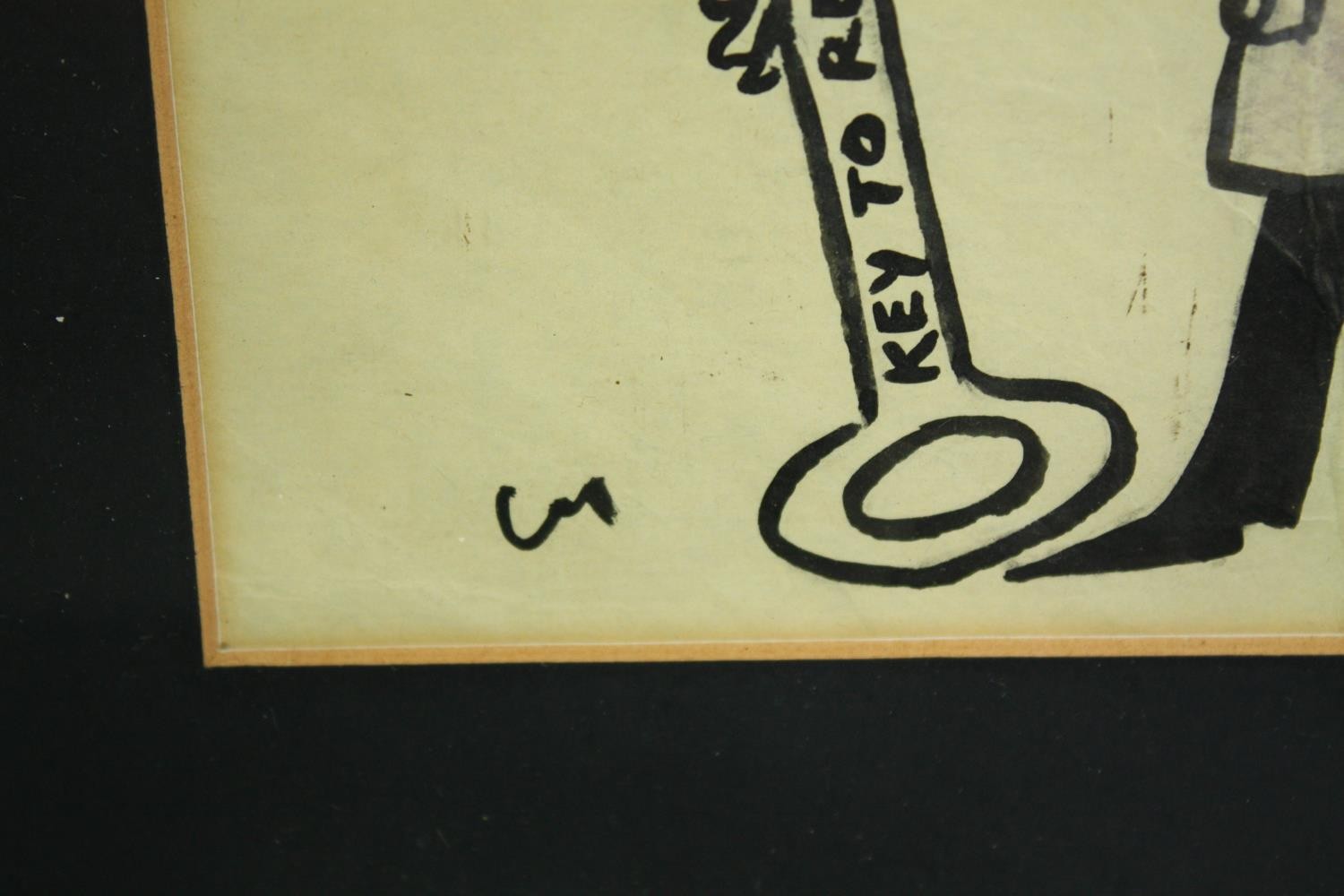 Two early to mid century ink caricature studies, signed and monogrammed. H.42 W.32cm. (each) - Image 3 of 6