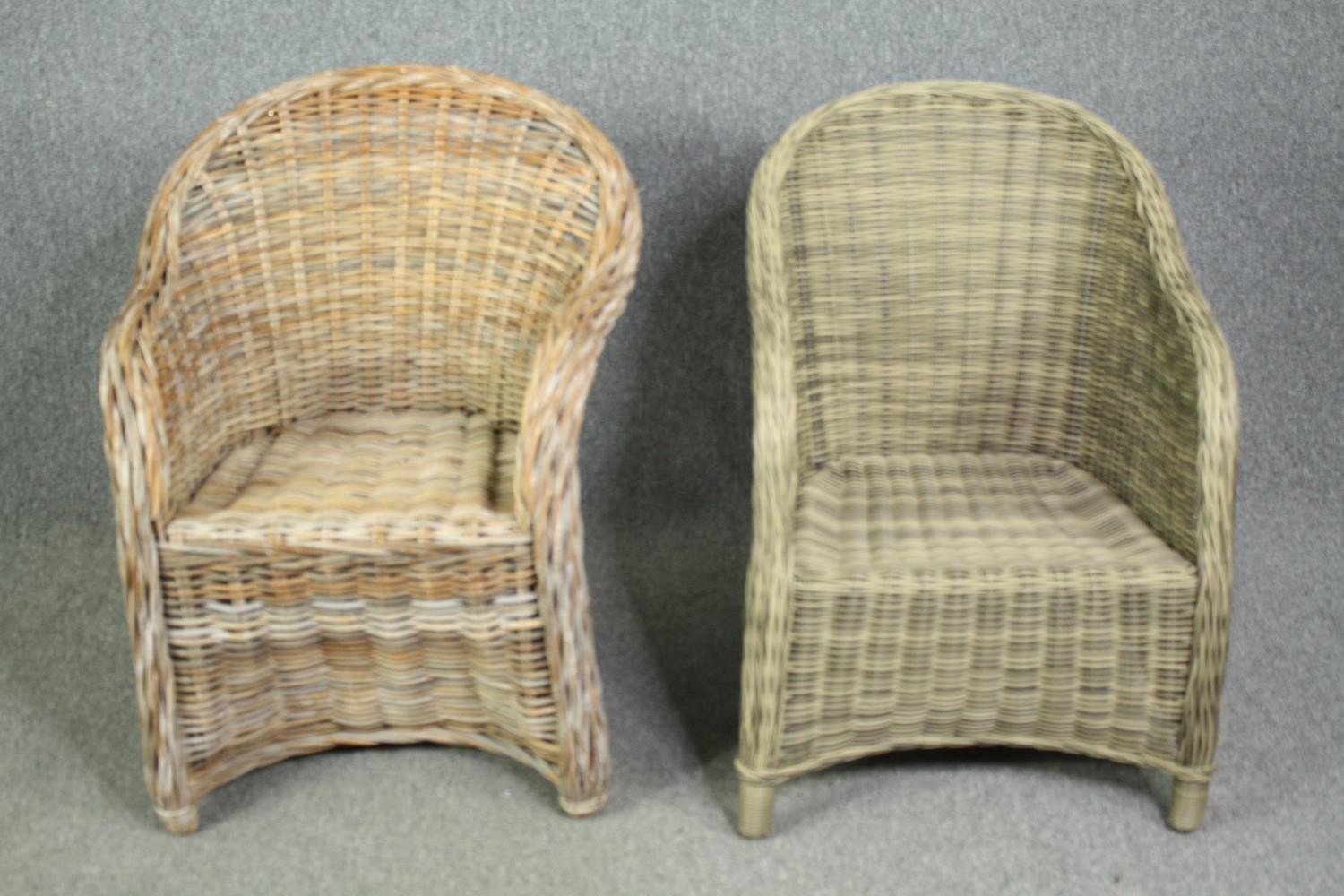 Two wicker conservatory tub chairs. H.89cm. (largest). - Image 2 of 10