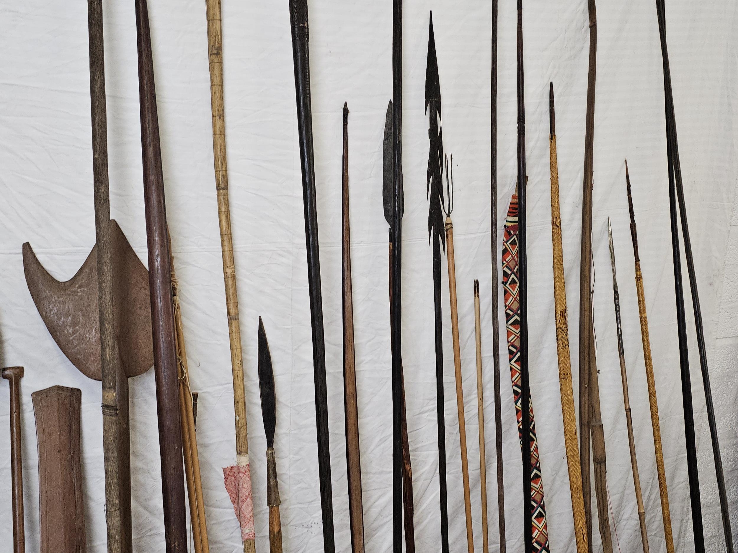 A large collection of spears, bows and other weapons. Longest is L.235cm. - Image 10 of 10