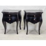 A pair of contemporary ebonised Continental style bedside chests. H.71 W.57 D.49cm.
