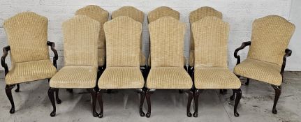 Dining chairs, a set of ten, mid Georgian style mahogany to include two carver armchairs.