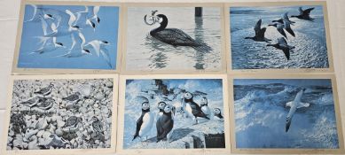 A collection of six Keith Shackleton prints, each signed in pencil. H.30 W.42cm.