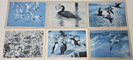A collection of six Keith Shackleton prints, each signed in pencil. H.30 W.42cm.