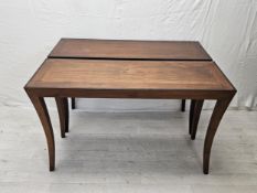 Console tables, a pair contemporary Eastern teak. H.76 W.119 D.39cm.