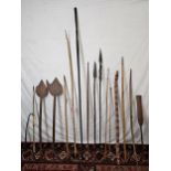 A large collection of spears, bows and other weapons. Longest is L.235cm.