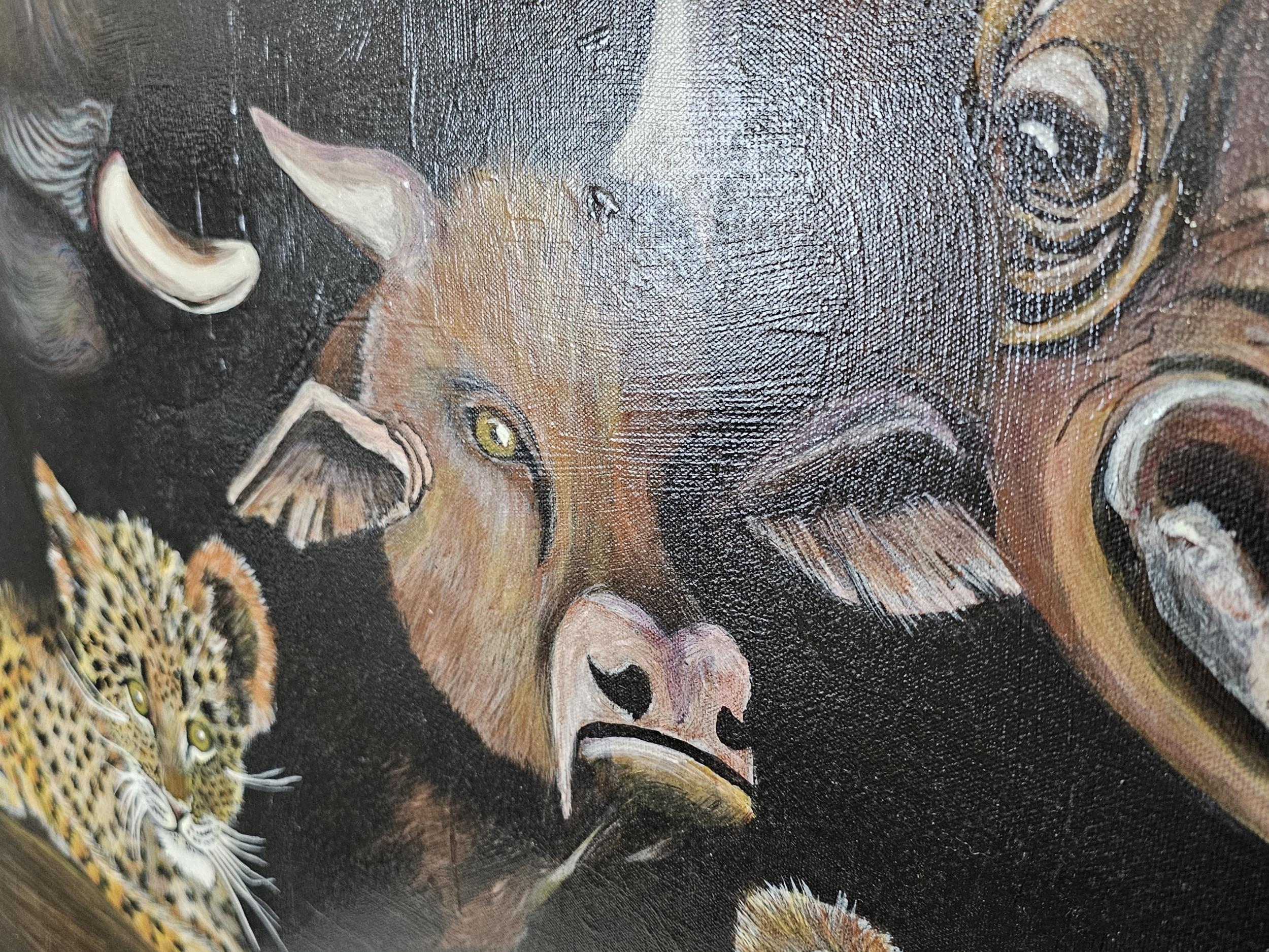 A framed and glazed acrylic, animal studies, signed David du Plessis. (Comes with information pack - Image 4 of 14