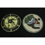 Two native American art pottery plaques. Dia.26cm. (each)