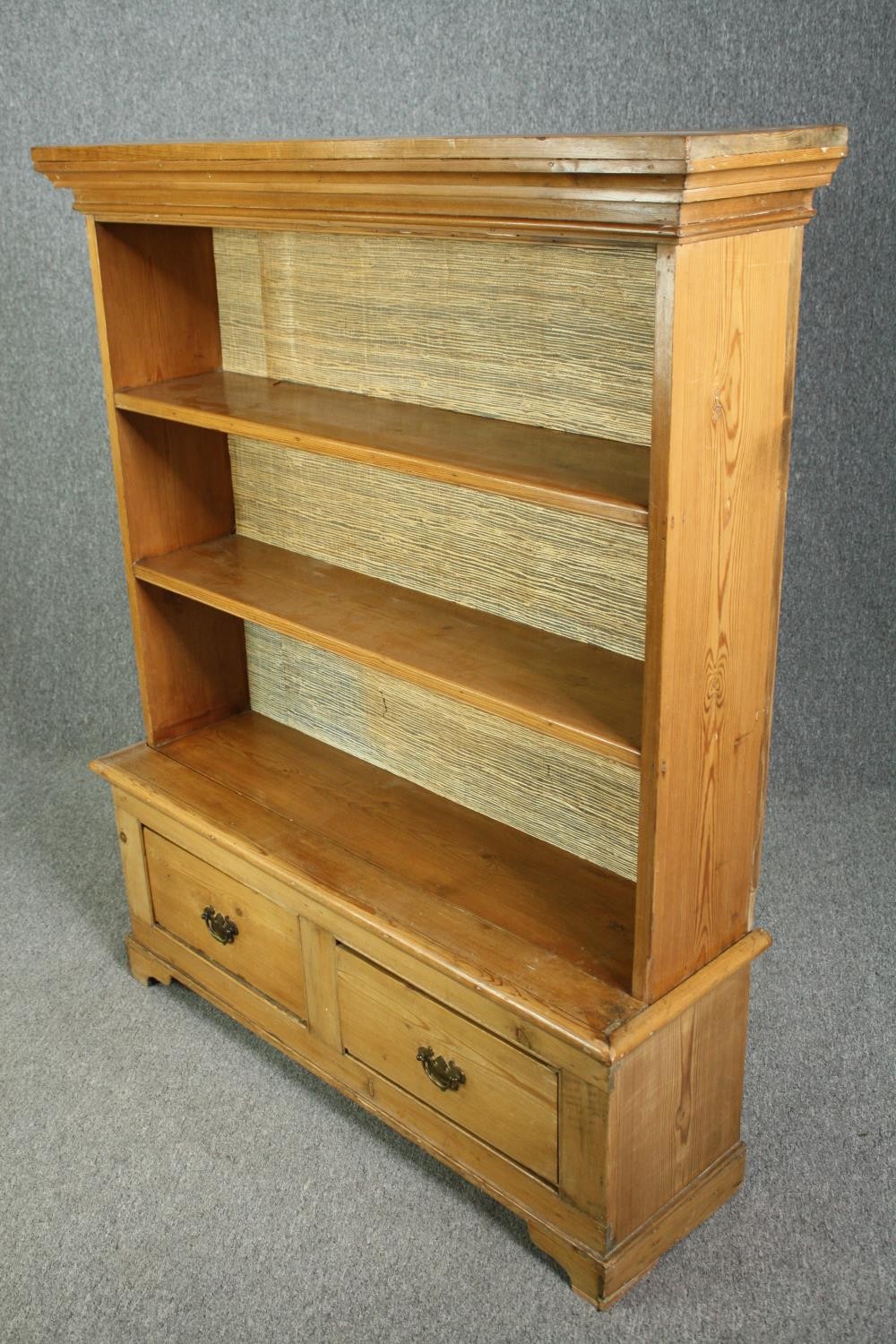 Side cabinet, made from 19th century pine in two sections. H.141 W.132 D.33cm. - Image 4 of 8