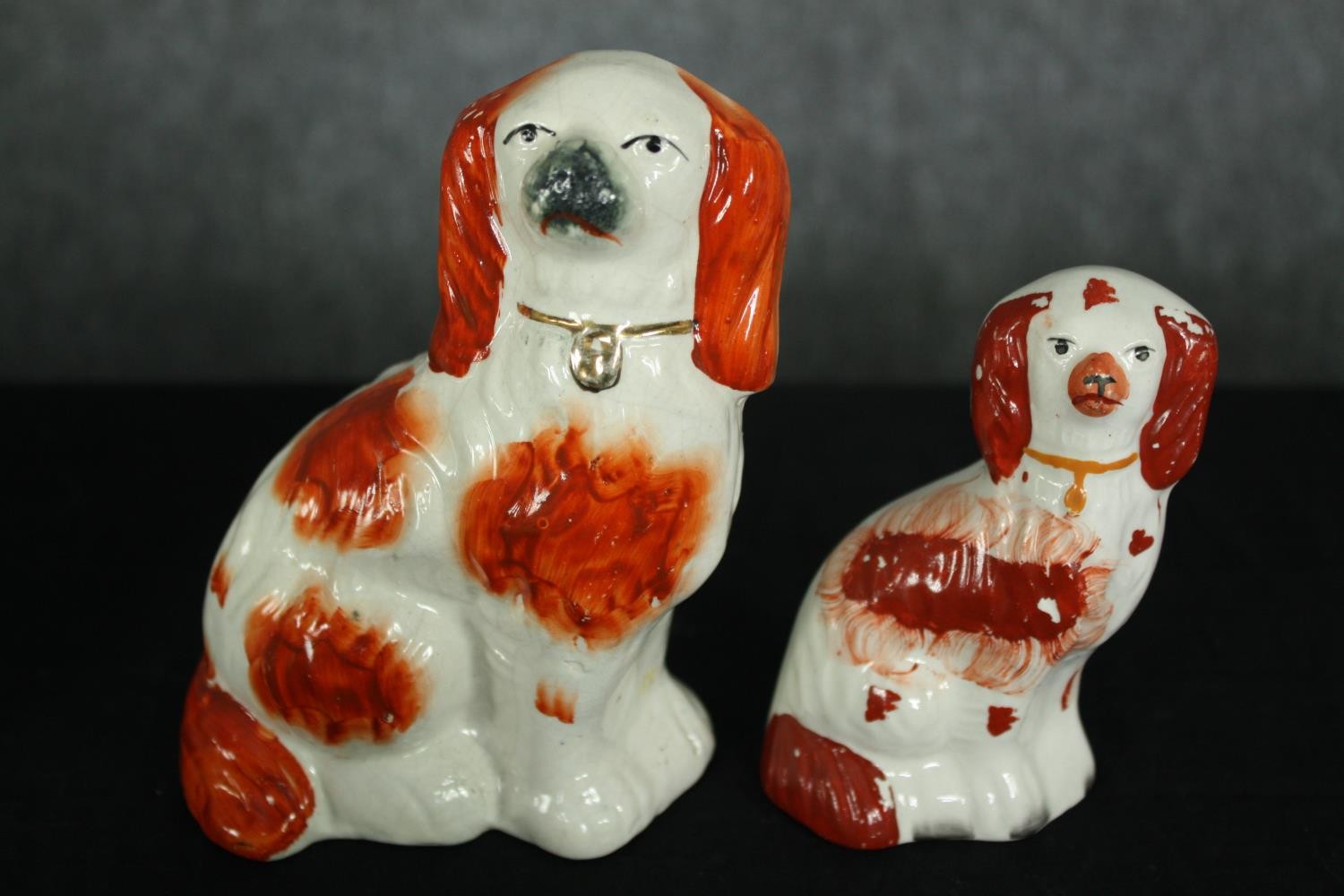 A collection of nine 19th century Staffordshire dogs. H.25cm. (largest) - Image 3 of 8