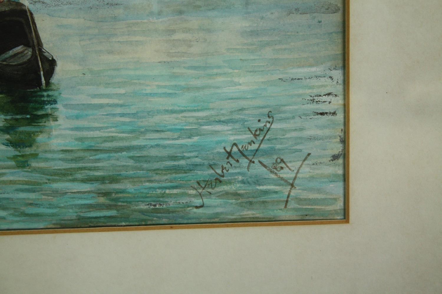 A framed and glazed watercolour, the Salute Venice, signed and dated Herbert Jenkins. H.55 W.46cm. - Image 3 of 4