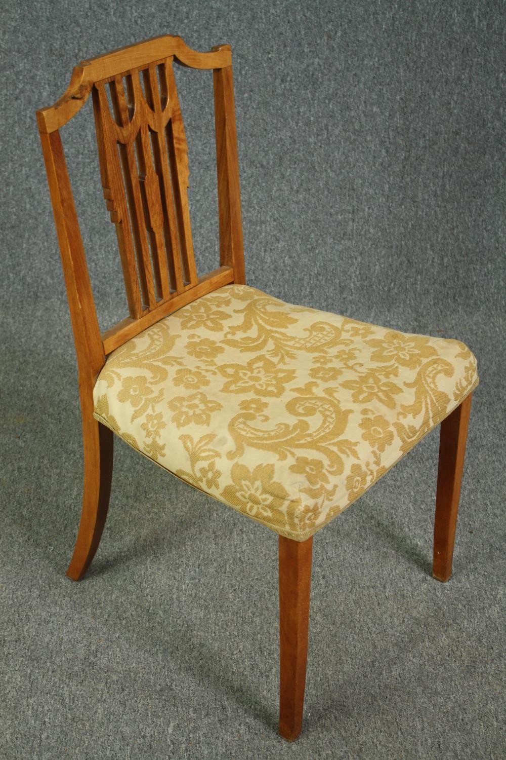 A set of eight Georgian style birch dining chairs to include two carver armchairs. (Repairs to the - Image 8 of 12
