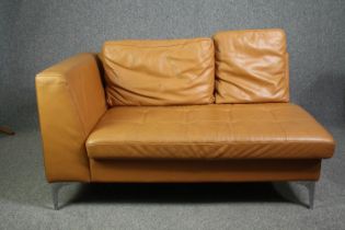 Sofa, contemporary leather upholstered. H.73 W.141 D.96cm.