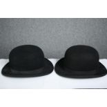 Two vintage bowler hats, sizes 7 and 7 1/4.