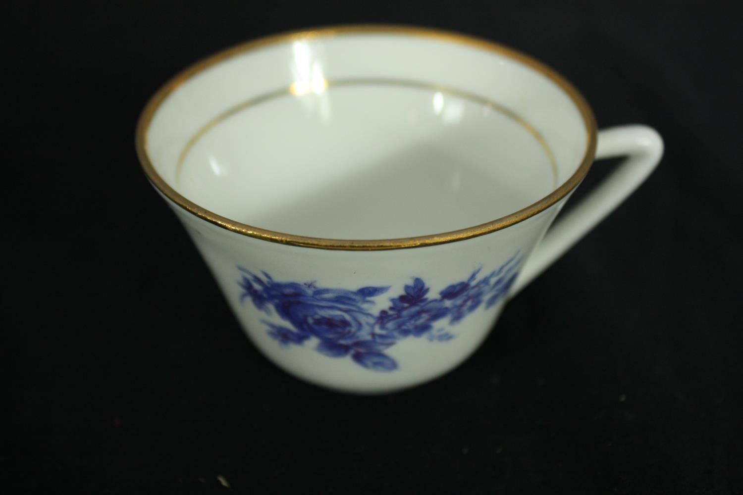 A set of twelve French blue and white tea cups and saucers and a set of six vintage Colclough tea - Image 5 of 11