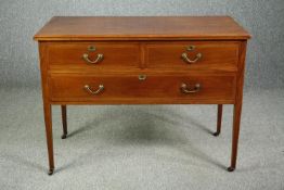 Chest of drawers, Edwardian mahogany and satinwood inlaid. H.78 W.107 D.52cm.