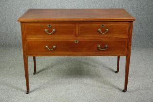 Chest of drawers, Edwardian mahogany and satinwood inlaid. H.78 W.107 D.52cm.