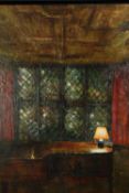 Framed oil on canvas, The Grand Piano, Mary Grant. H.102 W.102cm.