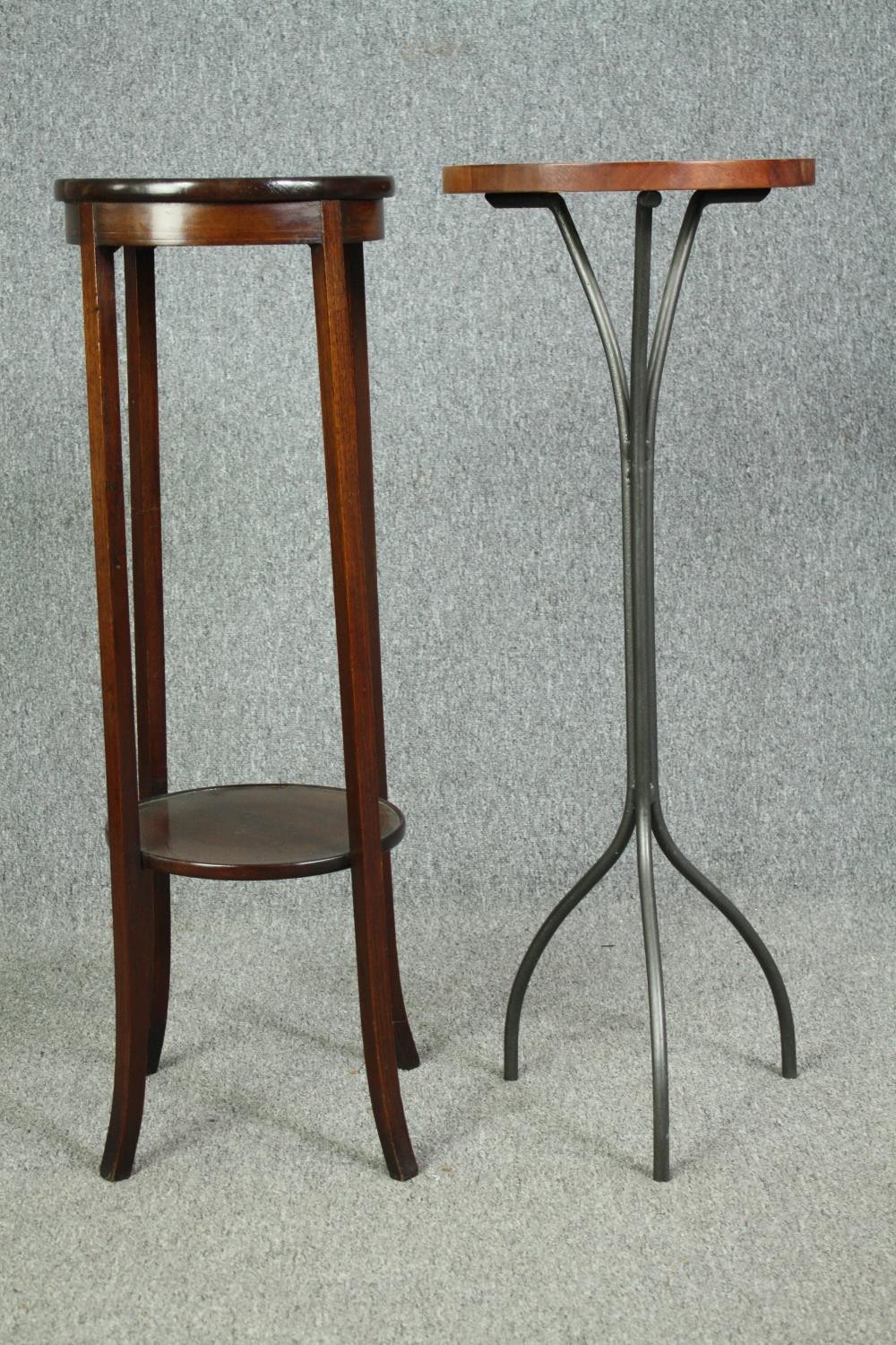 An Edwardian mahogany torchere along with a contemporary similar. H.95cm. (each). - Image 2 of 6