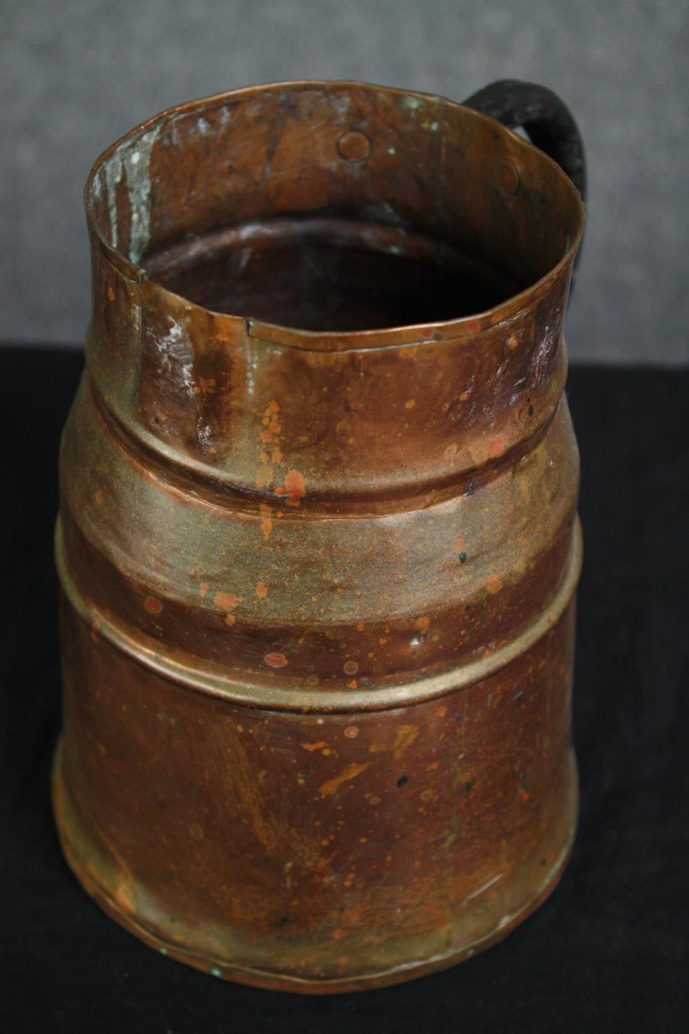 A 19th century spirit burner and a copper jug. H.37cm. (largest). - Image 5 of 6