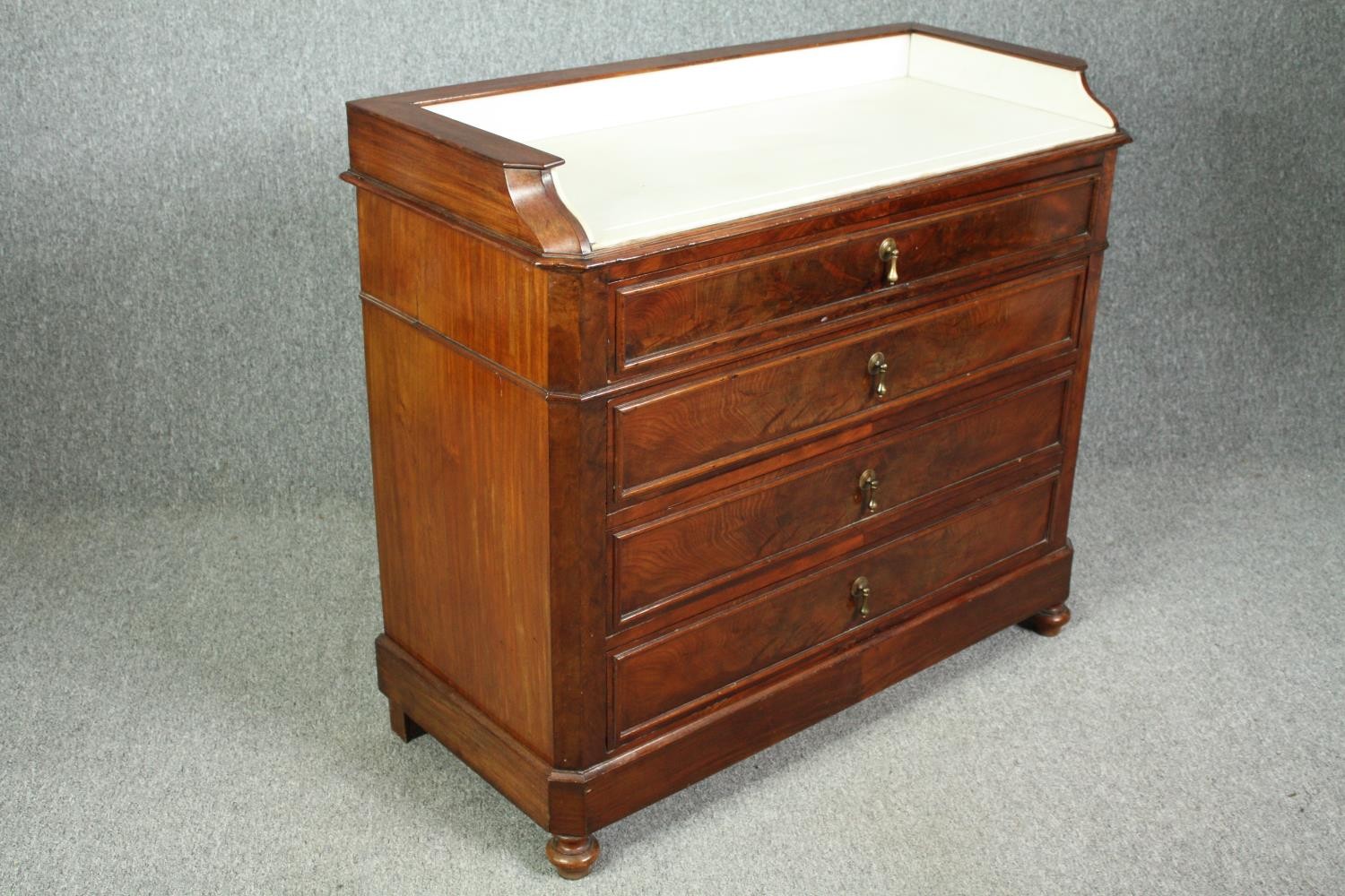 Washstand, late 19th century French flame mahogany with marble inset top. H.98 W.107 D.50cm. - Image 5 of 8